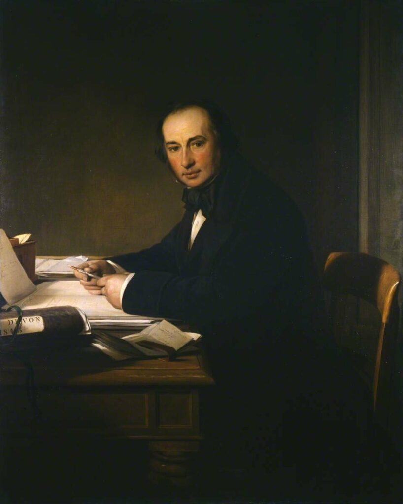 The portrait by J.C. Horsley depicts Brunel at his desk, where a paper knife can be faintly seen near his sleeve.