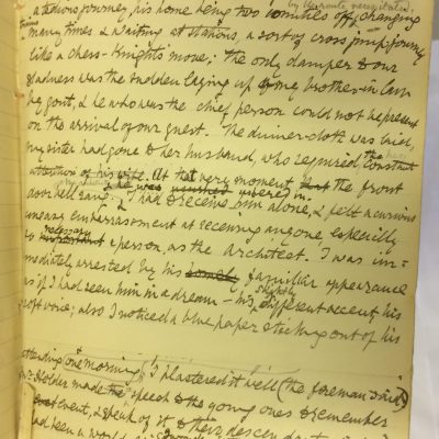 Page of a notebook with handwriting by Emma Hardy